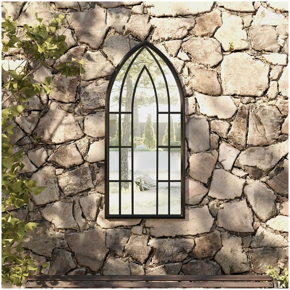 Specchio Da Giardino Nero 100x45 Cm In Ferro Per Uso Esterno - Foto 1