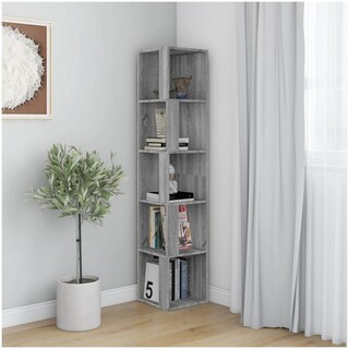 VidaXL Libreria Grigio Sonoma 102x28x77,5 Cm - In Legno Multistrato E Acciaio, 5 Ripiani, Carico Max 20 Kg Per Ripiano, Fissaggio A Parete Incluso