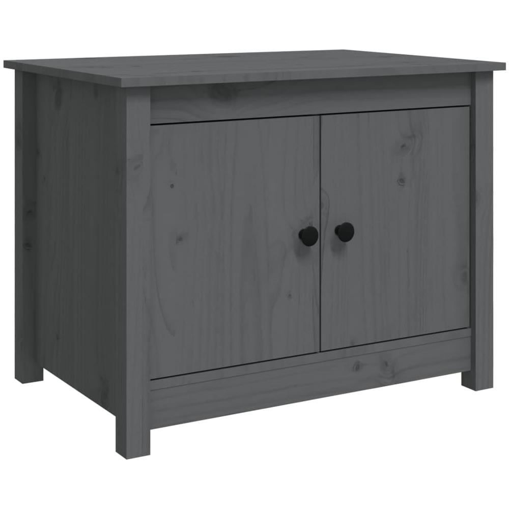 Tavolino Da Salotto Grigio 71x49x55 Cm Legno Massello Di Pino - Foto 2