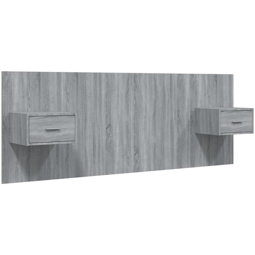 Testiera Letto Con Comodini In Legno Multistrato Grigio Sonoma - Foto 2