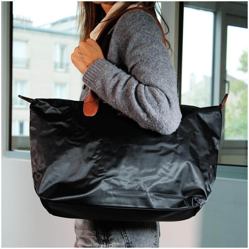 Borsa Shopper Grande In Poliestere - Paris - Nera - Foto 6