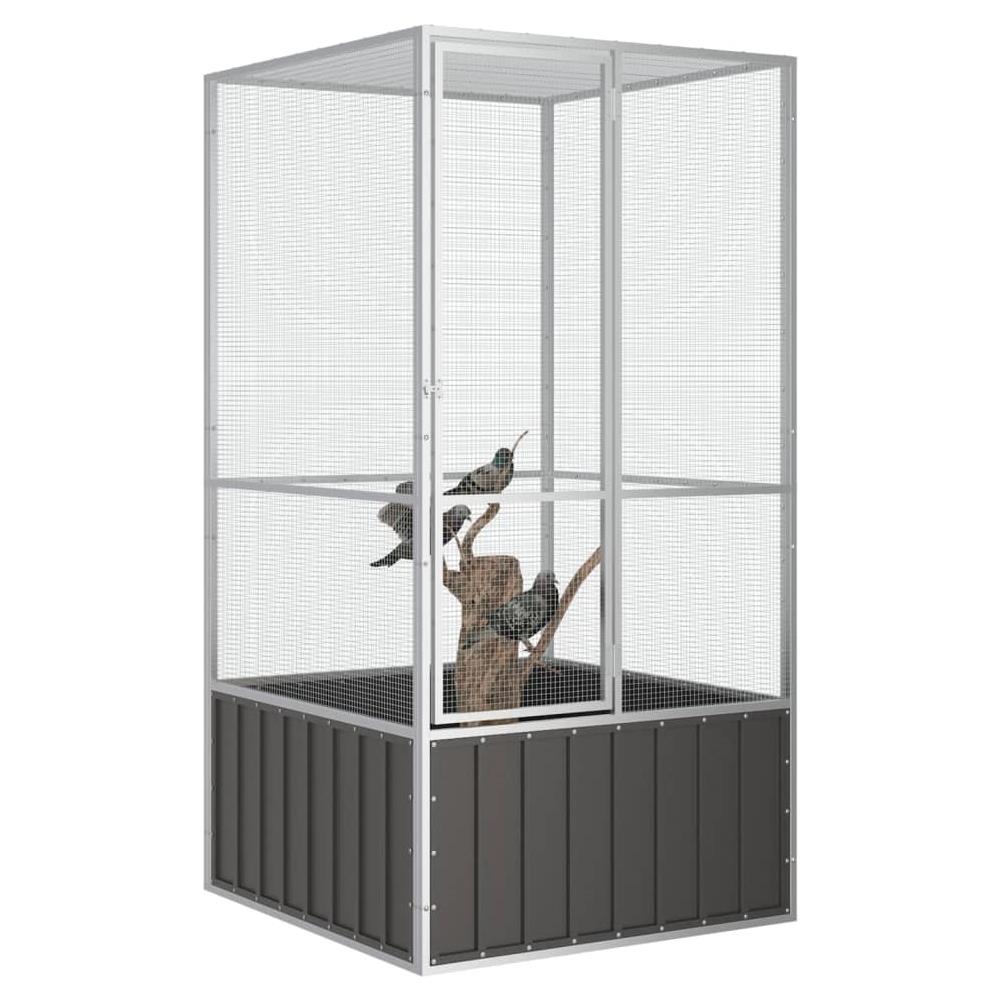 Gabbia per Uccelli Antracite 111x107x211,5 cm Acciaio Zincato - Foto 2