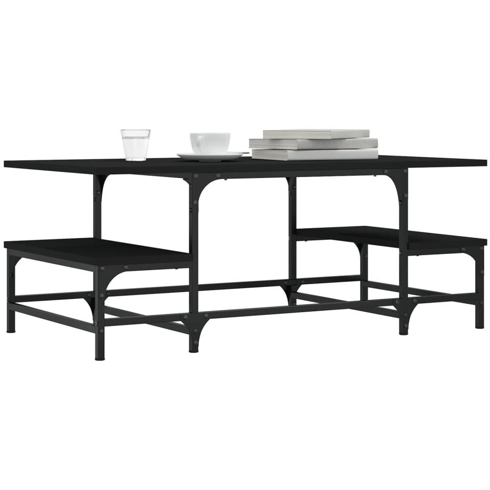 Tavolino Da Salotto Nero 100x50,5x40 Cm In Legno Multistrato - Foto 3