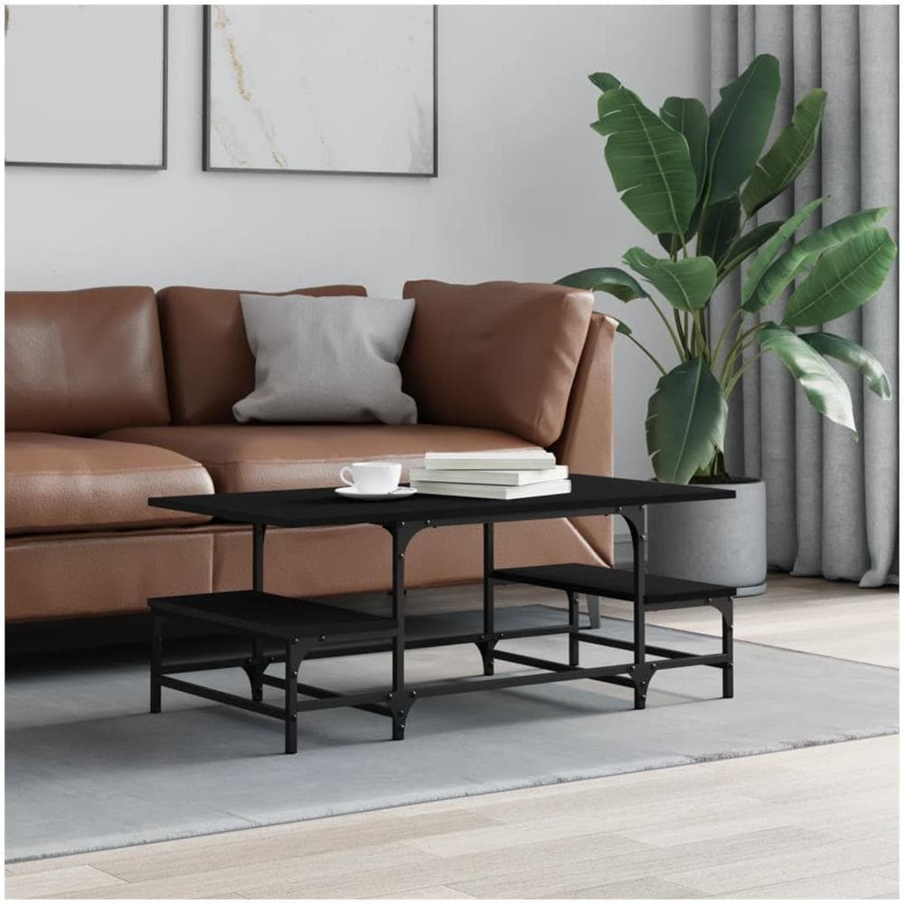 Tavolino Da Salotto Nero 100x50,5x40 Cm In Legno Multistrato - Foto 1