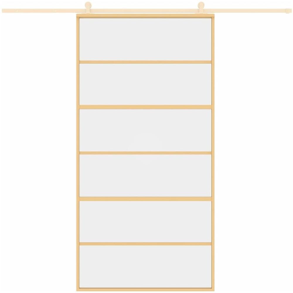 Porta Scorrevole Oro 102,5x205 Vetro Trasparente Esg Alluminio - Foto 3