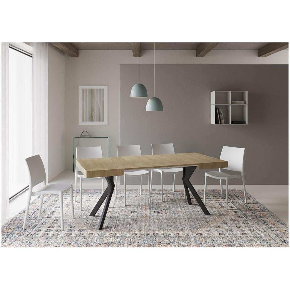 Tavolo allungabile 90x90/194 cm Dolcezza quercia natura gambe antracite - Foto 4
