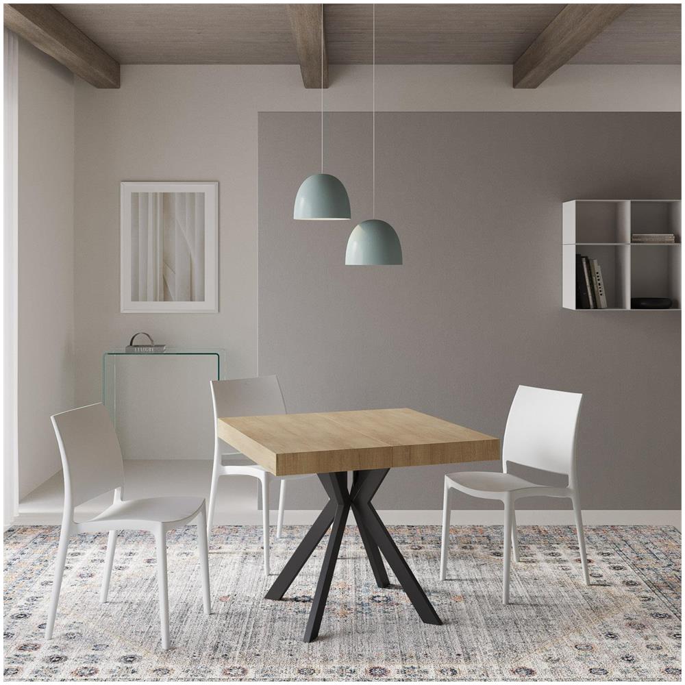 Tavolo allungabile 90x90/194 cm Dolcezza quercia natura gambe antracite - Foto 2