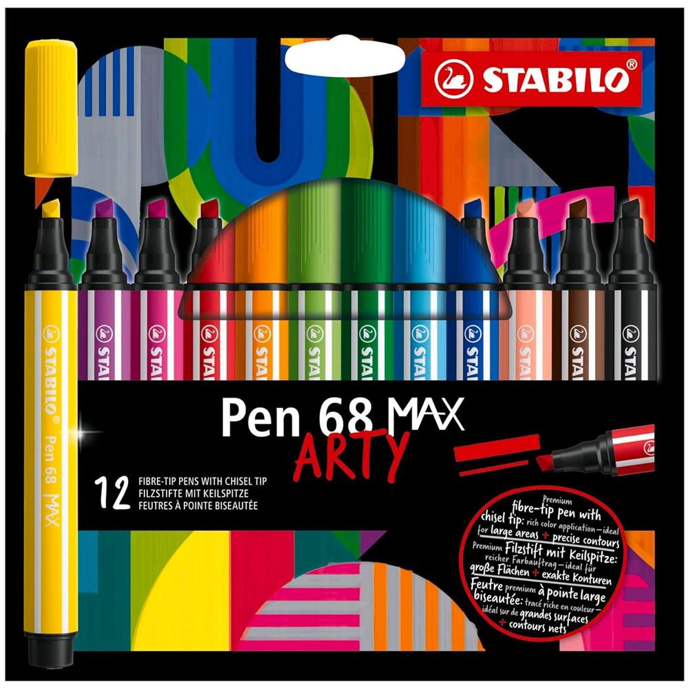 Pen 68 MAX - Pennarello Premium a tratto doppio (1 + 5 mm) - ARTY - Astuccio da 12 - Colori assortiti - Foto 1