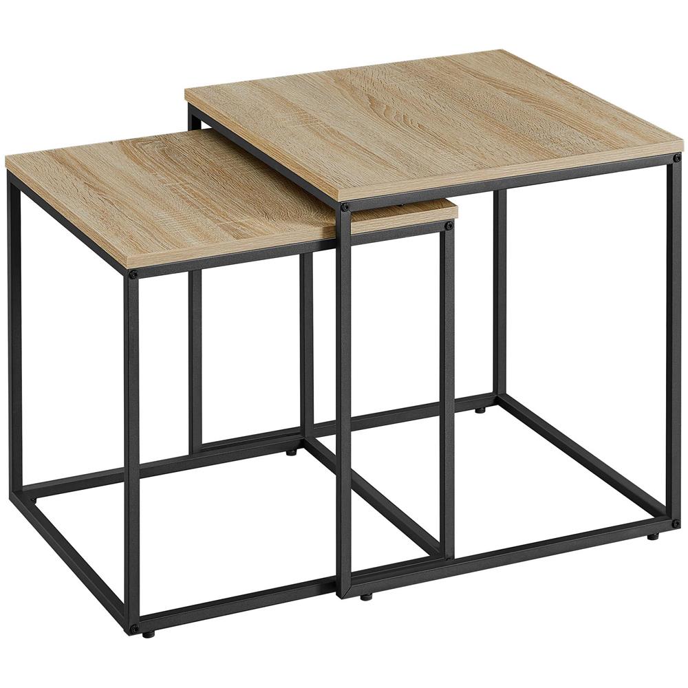 Tavolini da caffè quadrati, set da 2 - piano in rovere Sonoma con gambe nere - Foto 1