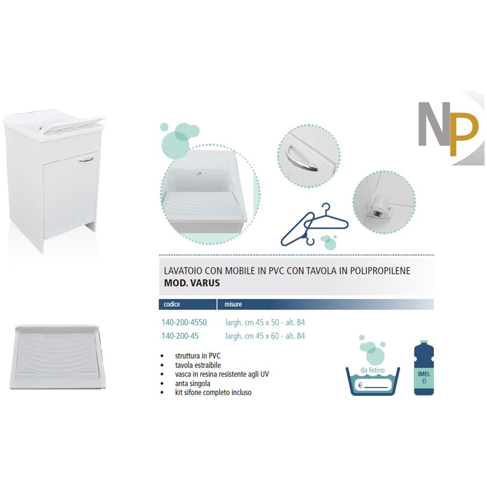 Lavatoio Con Mobile In Pvc Con Tavola L Cm 45 X P Cm 50 - Foto 2