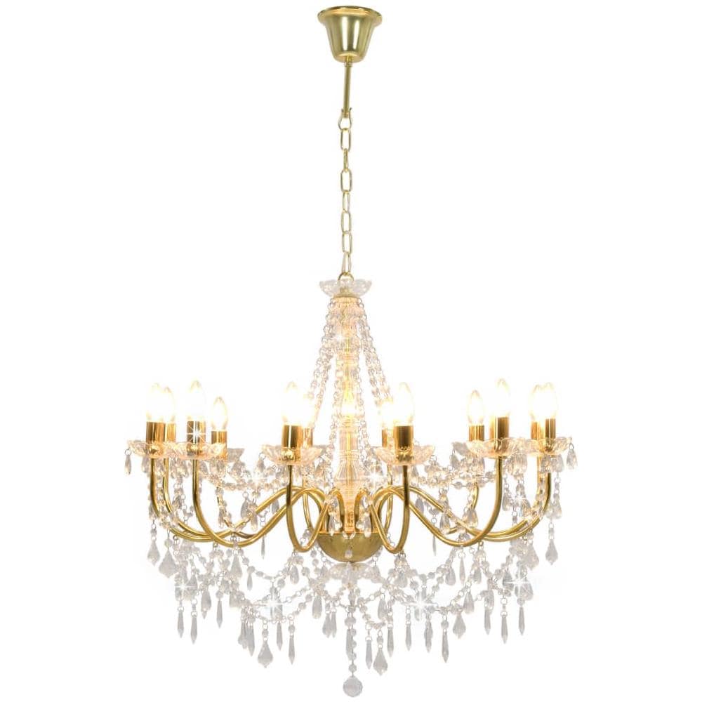 Lampadario Con Perline Dorato 12 Lampadine E14 - Foto 7