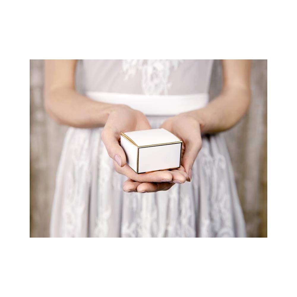 Partydeco - 10 Scatoline In Cartone Bianco Con Bordo Oro - Foto 2