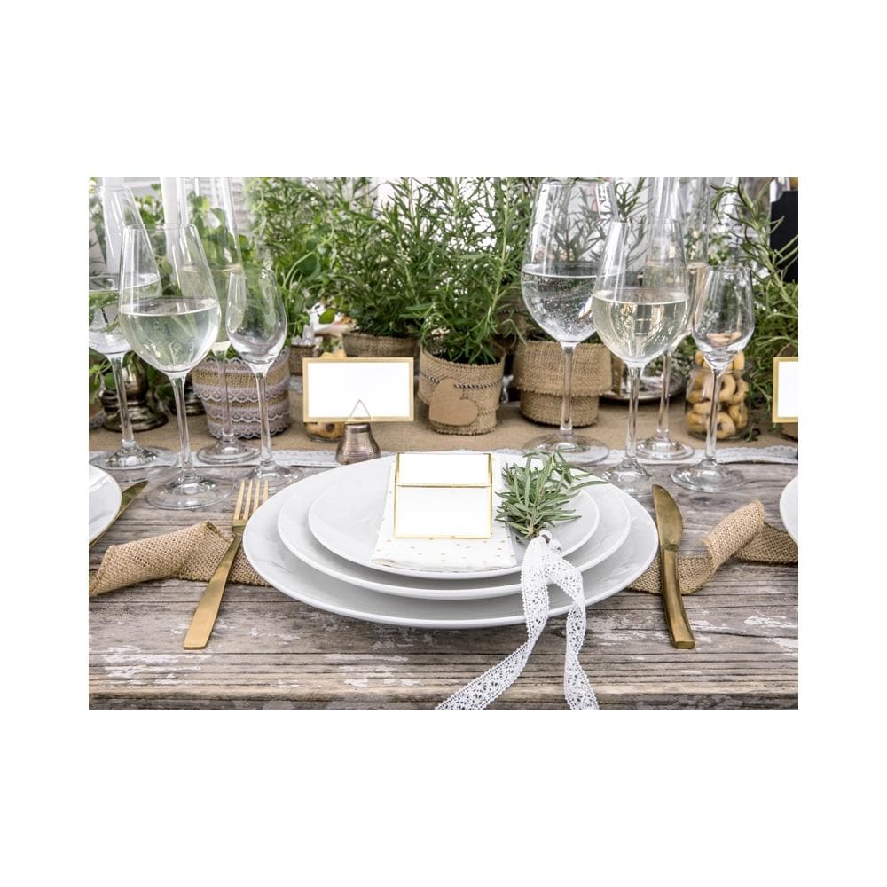 Partydeco - 10 Scatoline In Cartone Bianco Con Bordo Oro - Foto 3