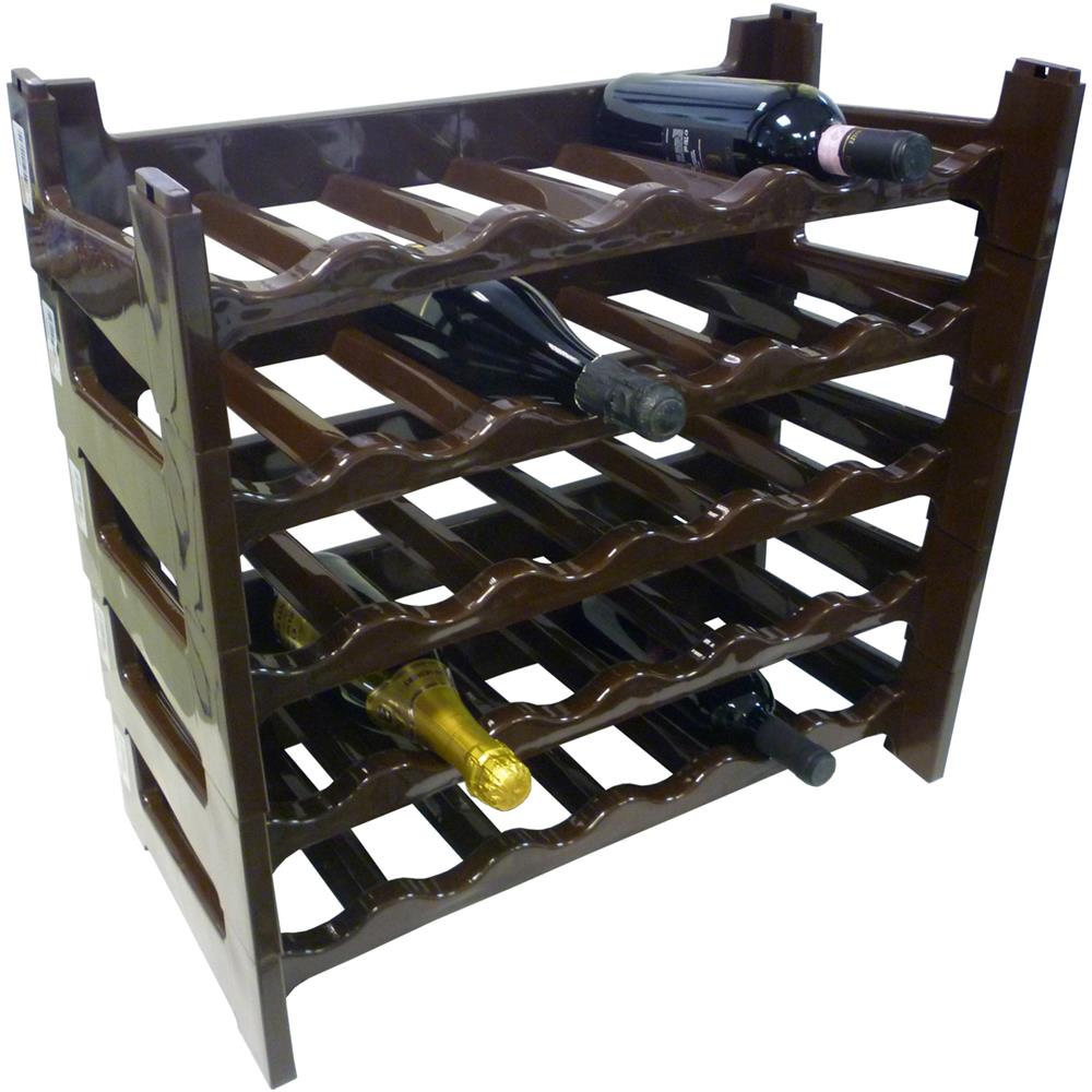 Porta Bottiglie Componibile Modulare Vino Cantinetta In Plastica Marrone 6 Posti - Foto 1