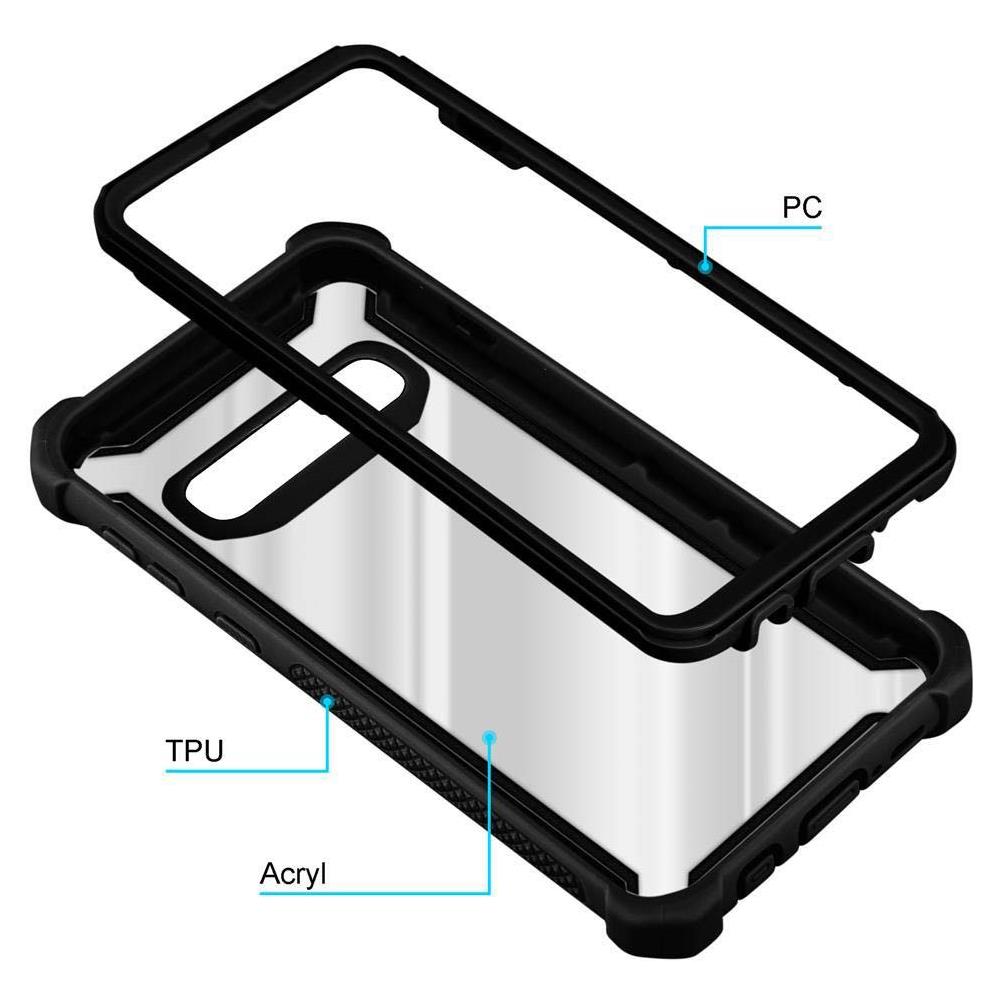 Custodia Compatibile Con Samsung Galaxy S10 Plus In Nero Alno - Coperchio Protettivo 2 In 1 Con Bordo In Silicone Tpu E Retro In Vetro Acrilico - Foto 7