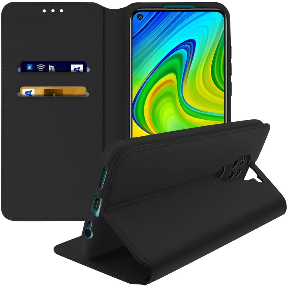 Custodia Xiaomi Redmi Note 9 Portacarte Funzione Supporto Similpelle Liscia Nero - Foto 2