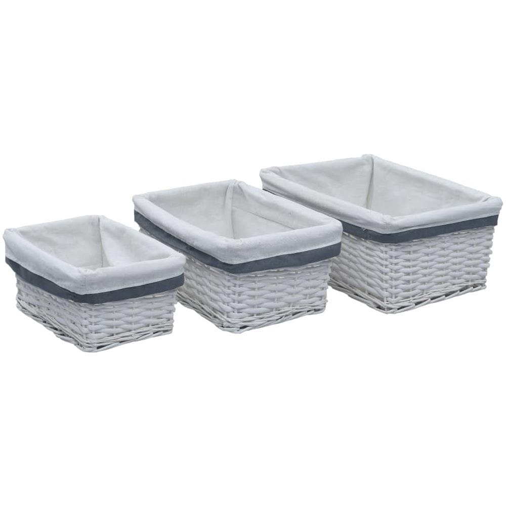 Set Cestini Impilabili 3 pz Bianchi in Salice - Foto 1
