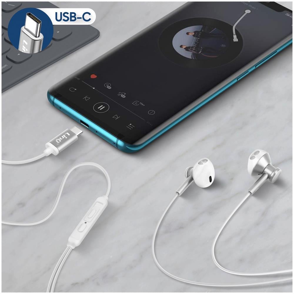 Auricolari Con Filo Usb Tipo C Suono Di Qualità Tasto Multifunzione Linq Argento - Foto 2