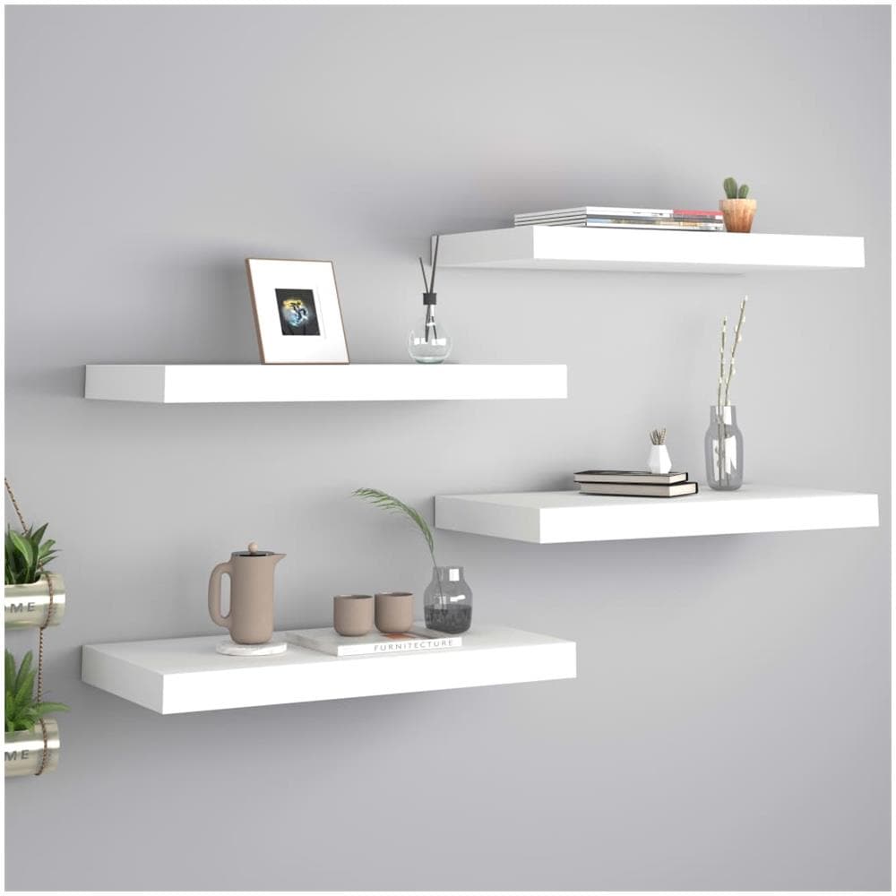 Scaffali A Parete 4 Pz Bianchi 50x23x3,8 Cm In Mdf - Foto 1
