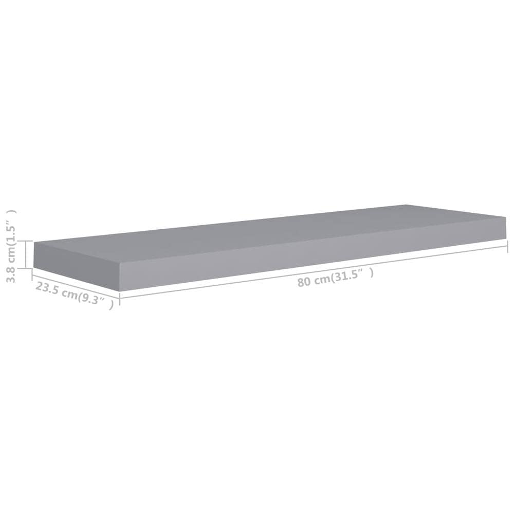 Scaffali A Parete 4 Pz Grigi 80x23,5x3,8 Cm In Mdf - Foto 7