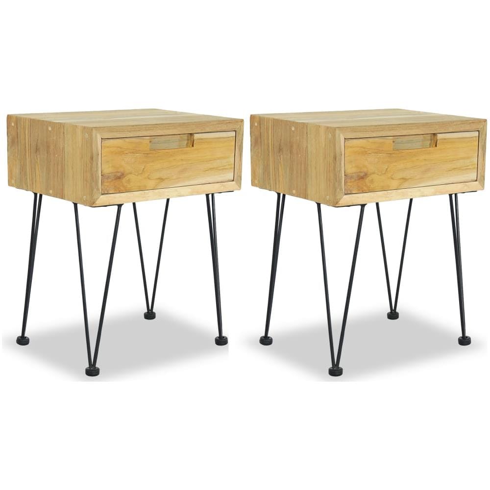 Comodini 2 pz 40x30x50 cm in Legno Massello di Teak - Foto 1