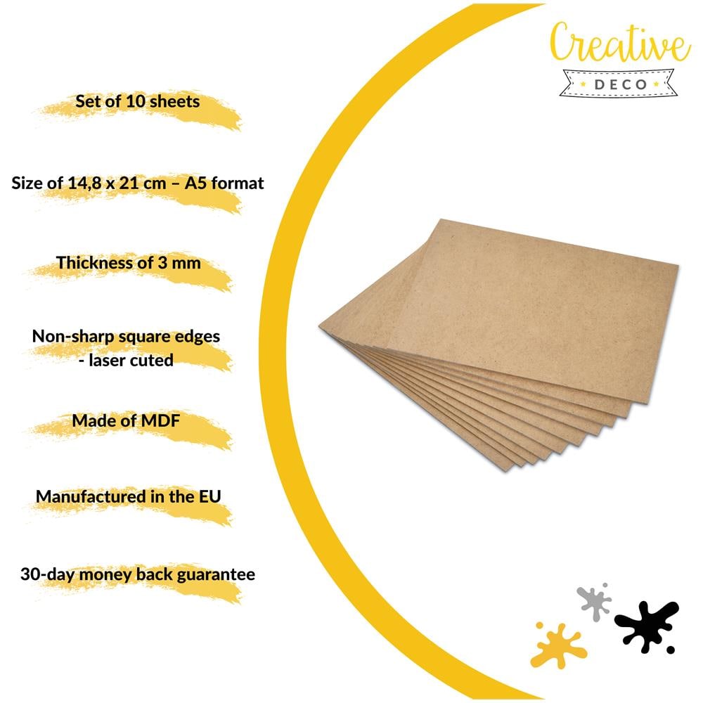 10 X A5 Mdf Pannello In Legno Fogli | 148 X 210 X 3 Mm | Perfetto Per Taglio Laser, Cnc Router, Modellare, Traforato - Foto 5