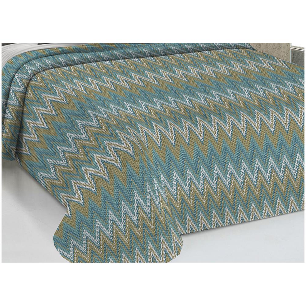 Copriletto Piquet Primavera Estate 100% Cotone Disegno Spinato Rigato Matrimoniale Verde - Foto 2