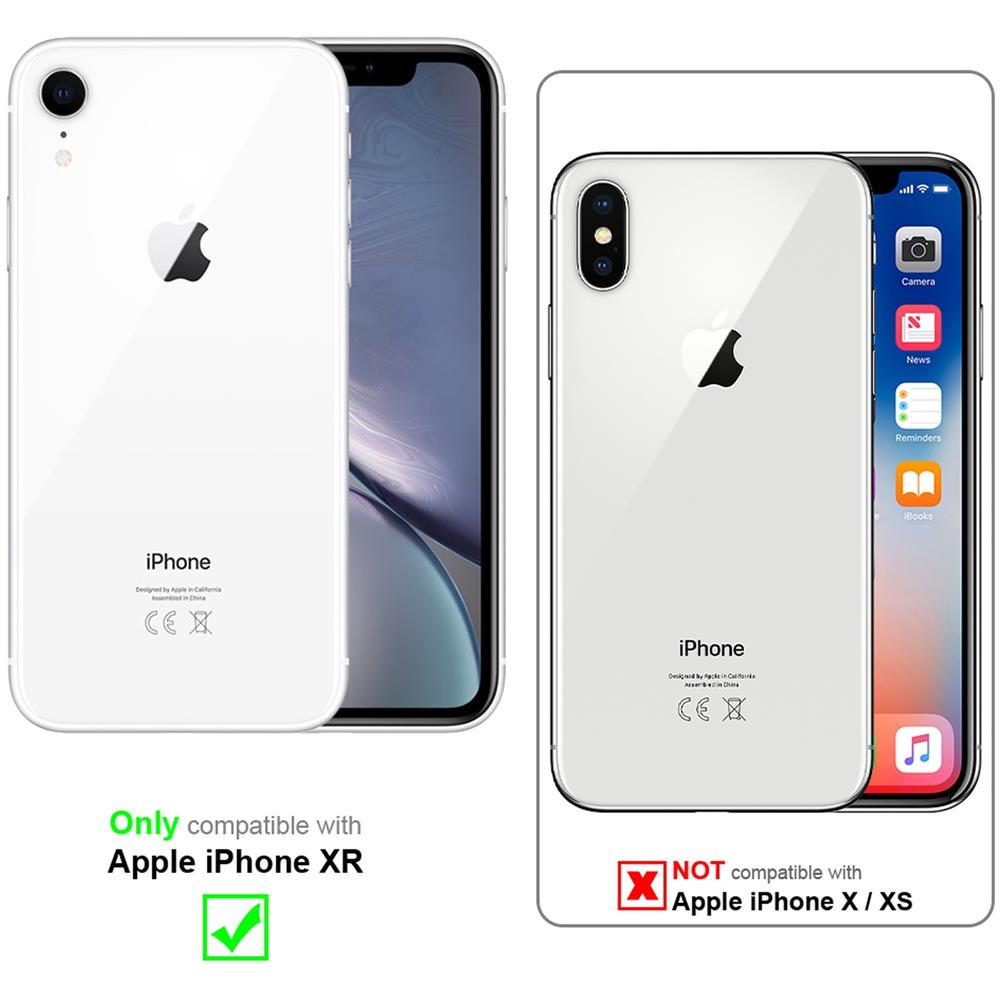 Cadorabo Custodia Compatibile Con Apple Iphone Xr - Ottica A Strisce In Cremisi Rosa - Coperchio Protettivo In Vetro Temperato E Silicone Tpu - Foto 2