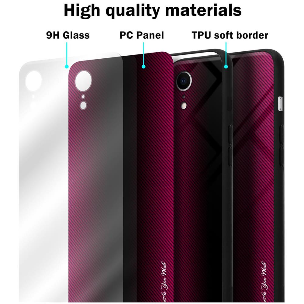 Cadorabo Custodia Compatibile Con Apple Iphone Xr - Ottica A Strisce In Cremisi Rosa - Coperchio Protettivo In Vetro Temperato E Silicone Tpu - Foto 7