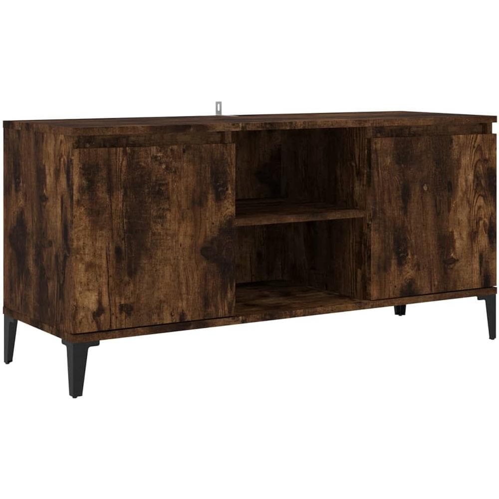 Mobile TV con Gambe in Metallo Rovere Fumo 103,5x35x50 cm - Foto 1