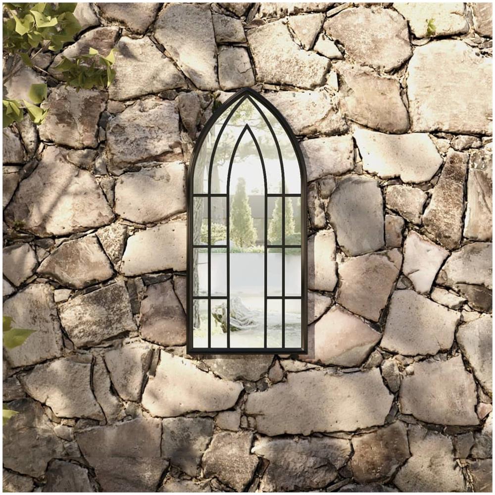 Specchio Da Giardino Nero 70x30 Cm In Ferro Per Uso Esterno - Foto 1