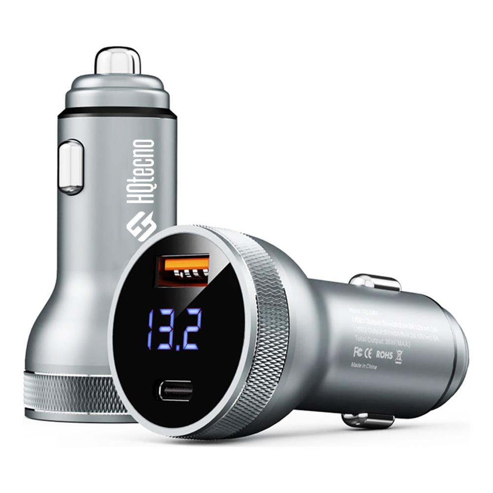 Caricabatteria Da Auto Doppio USB QC 3.0 Da 36 W Con Voltmetro - Foto 4
