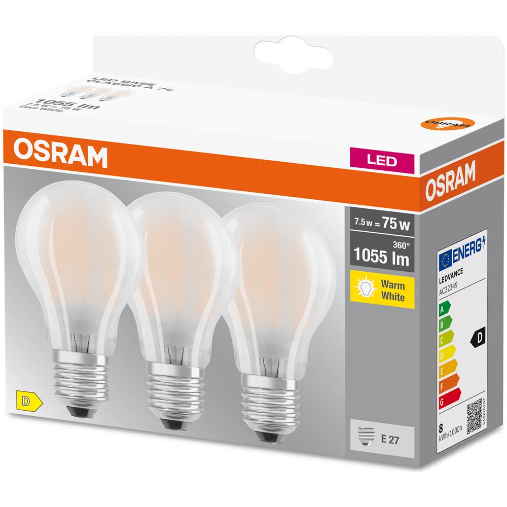 Lampada Led | Attacco: E27 | Warm White | 2700 K | 7,50 W | Sostituzione Per 75 W Incandescent Bulb | Opaco | Led Base Classic A [ classe Di Efficienza Energetica D] - Foto 2