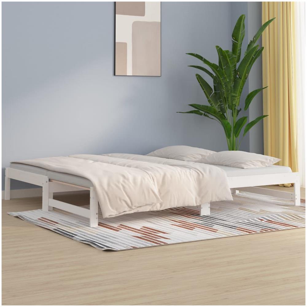 Dormeuse Estraibile Bianca 2x (90x200) Cm Legno Massello Di Pino - Foto 1
