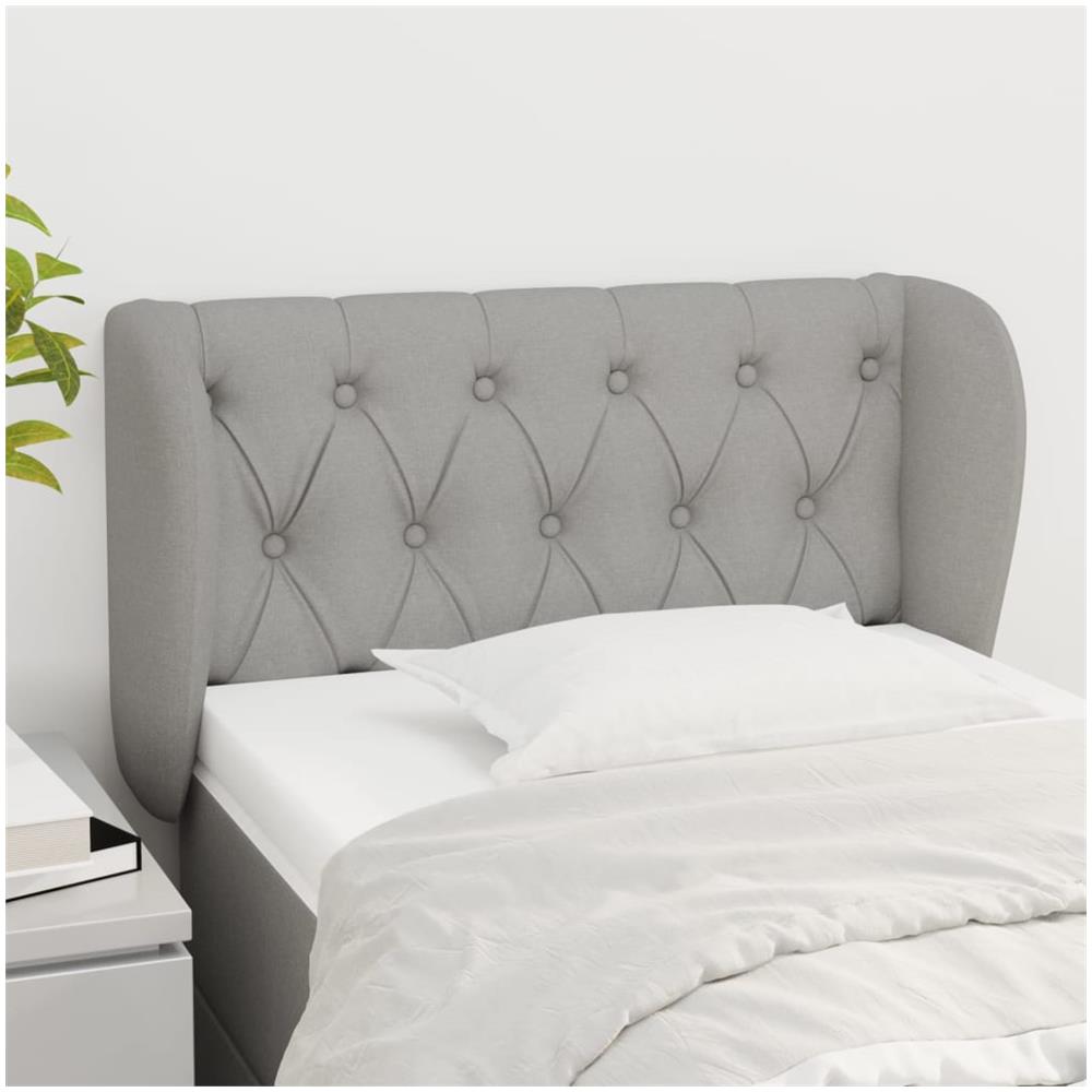 Testiera Ad Orecchio Grigio Chiaro 83x23x78/88 Cm In Tessuto - Foto 1