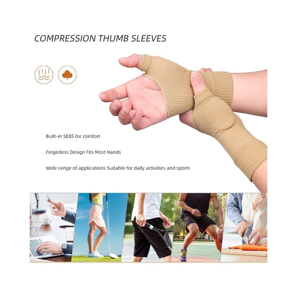 Guanti Per Il Pollice, Supporto Per Il Polso Della Mano, Guanti Senza Dita 1 Paio Black S - Foto 2