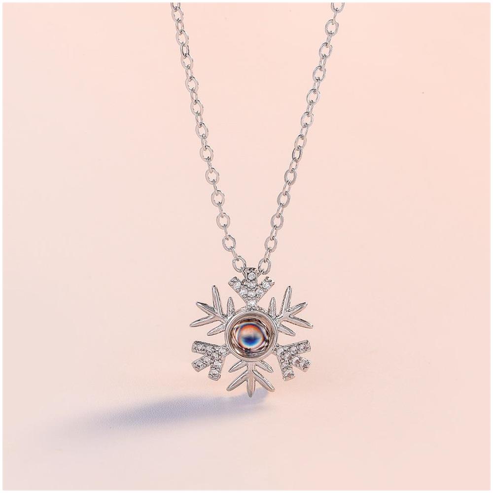 Collana Fiocco Di Neve Con ""ti Amo"" In 100 Lingue Argento - Foto 2
