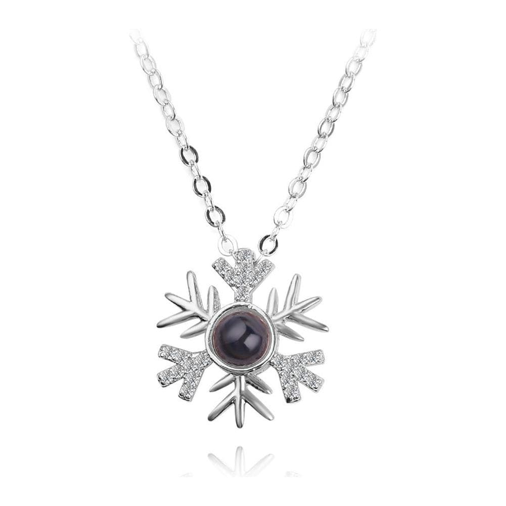 Collana Fiocco Di Neve Con ""ti Amo"" In 100 Lingue Argento - Foto 1