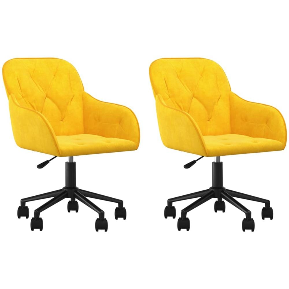 Sedie Da Pranzo Girevoli 2 Pz Gialle In Velluto - Foto 2