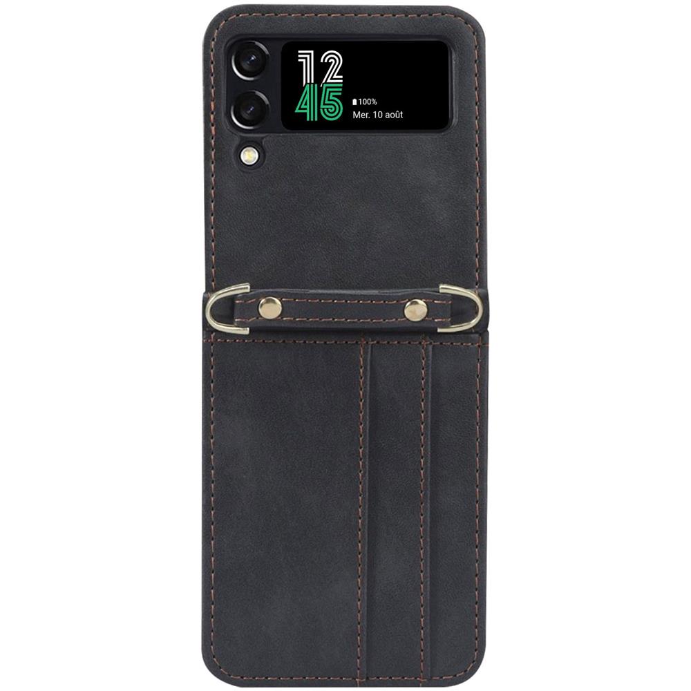 Cover Per Samsung Z Flip4 In Pelle Portacarte Con Tracolla Versatile Case Nera - Foto 2