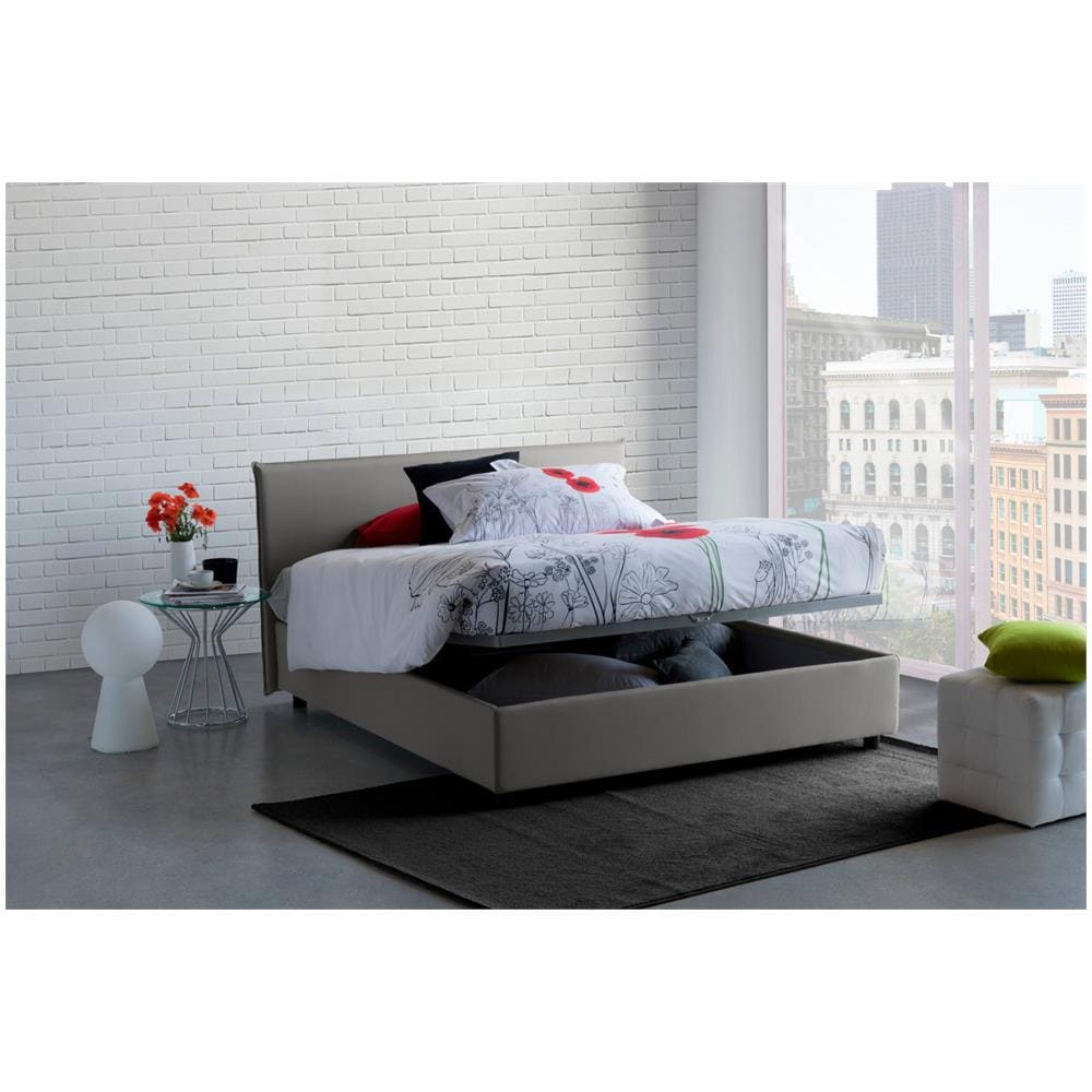 Letto Matrimoniale Betty, Letto Contenitore Con Rivestimento In Tessuto, 100% Made In Italy, Apertura Frontale, Adatto Per Materasso Cm 160x190, Grigio - Foto 1