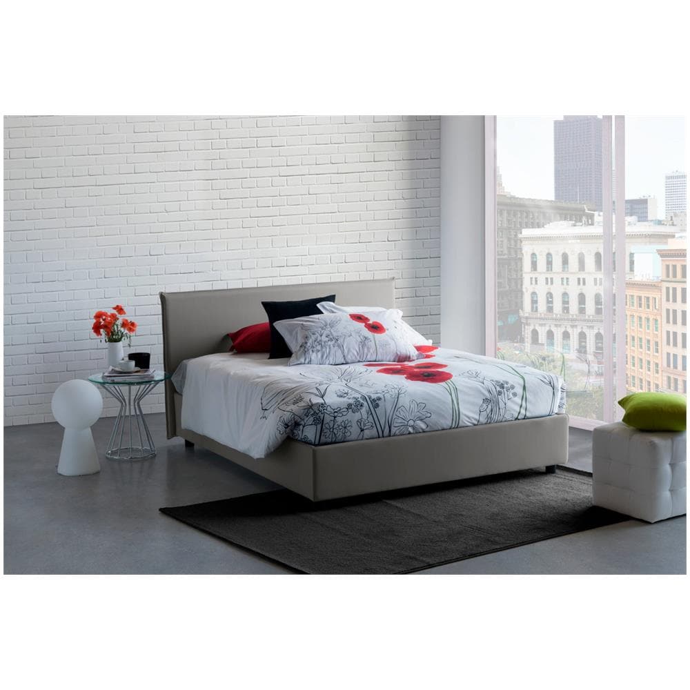 Letto Matrimoniale Betty, Letto Contenitore Con Rivestimento In Tessuto, 100% Made In Italy, Apertura Frontale, Adatto Per Materasso Cm 160x190, Grigio - Foto 2