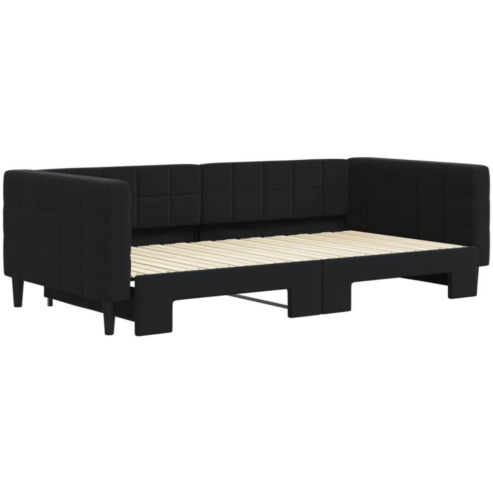 Divano Letto Con Letto Estraibile Nero 100x200 Cm In Velluto - Foto 3