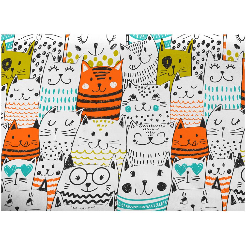 Telo Arredo Granfoulard Copritutto Salvadivano 100% Cotone Disegno Cats Singolo Cats - Foto 2