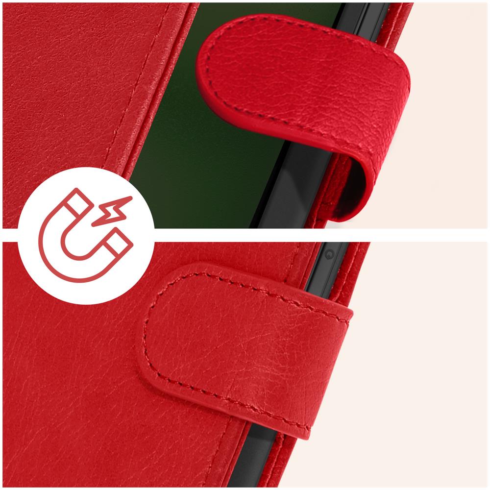 Custodia Per Iphone 15 Plus Copertina Portacarte Funzione Supporto Rossa - Foto 2