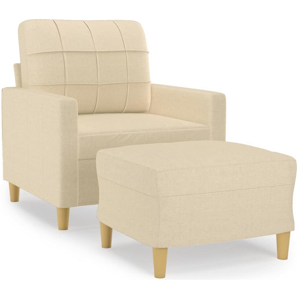 Poltrona Con Poggiapiedi Crema 60 Cm In Tessuto - Foto 2