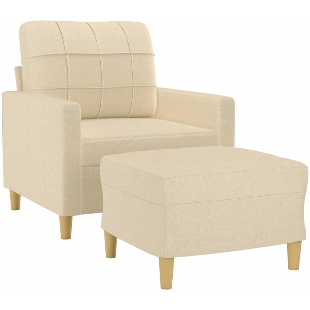 Poltrona Con Poggiapiedi Crema 60 Cm In Tessuto - Foto 3