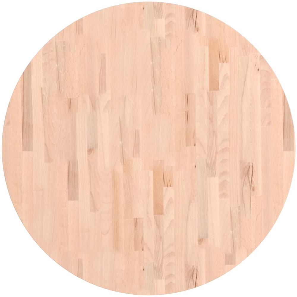 Piano Per Tavolo 90x2,5 Cm Rotondo In Legno Massello Di Faggio - Foto 2