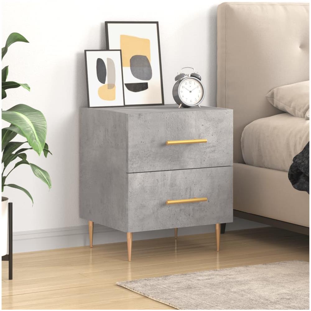 Comodino Grigio Cemento 40x35x47,5 Cm In Legno Multistrato - Foto 1