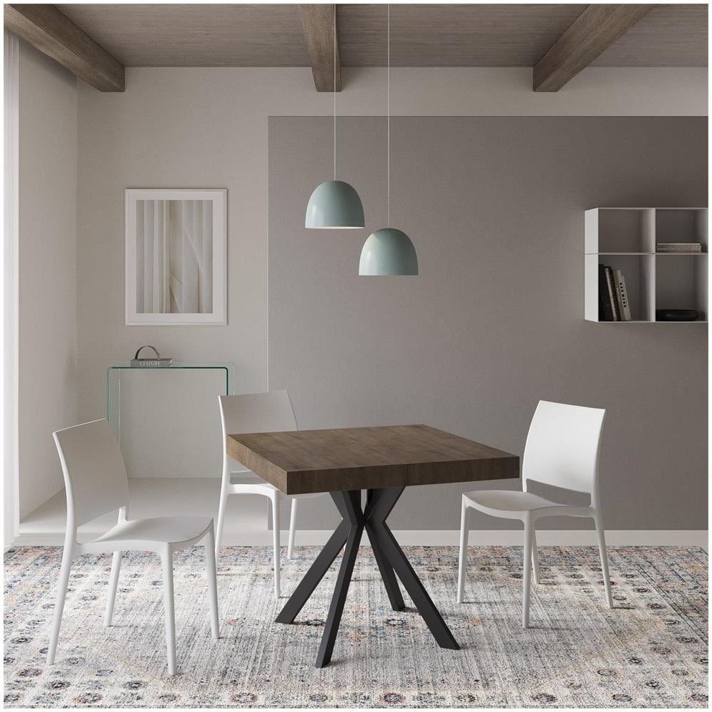 Tavolo allungabile 90x90/194 cm Dolcezza noce gambe antracite - Foto 2